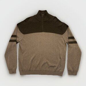 Perry Ellis Men's 1/4 Zip Sweater Size XL Brown Long Sleeves Luxury Pima Cotton